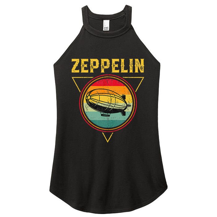Retro Zeppelin Funny Dirigible Blimp Airship 70s 80s Women's Perfect Tri Rocker Tank