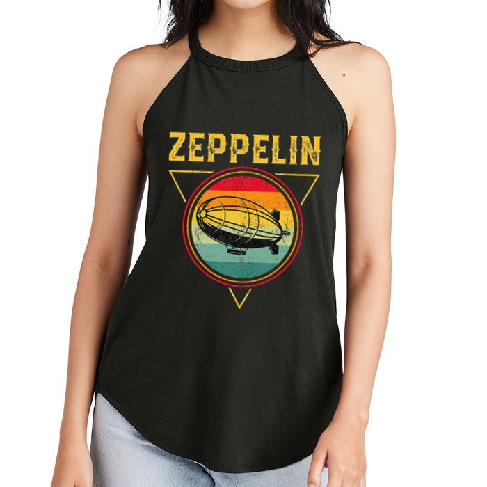 Retro Zeppelin Funny Dirigible Blimp Airship 70s 80s Women's Perfect Tri Rocker Tank