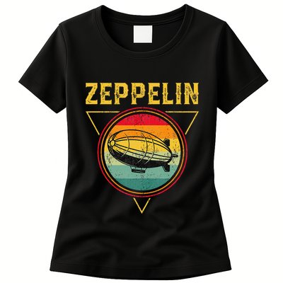 Retro Zeppelin Funny Dirigible Blimp Airship 70s 80s Womens T-Shirt
