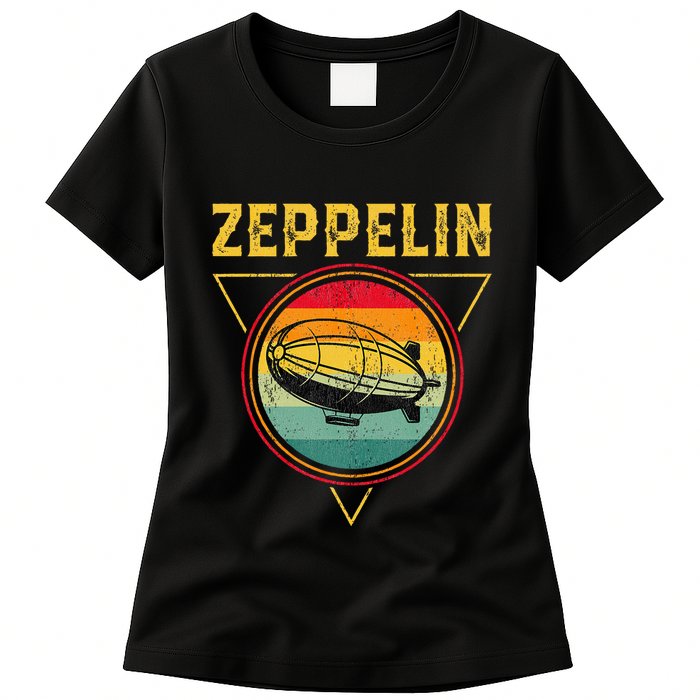 Retro Zeppelin Funny Dirigible Blimp Airship 70s 80s Womens T-Shirt