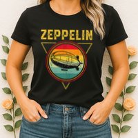 Retro Zeppelin Funny Dirigible Blimp Airship 70s 80s Womens T-Shirt