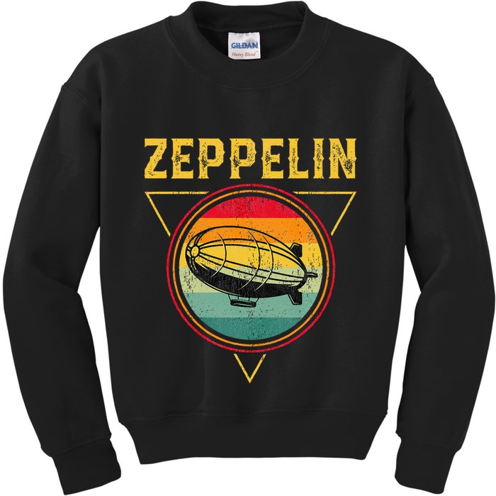 Retro Zeppelin Funny Dirigible Blimp Airship 70s 80s Kids Sweatshirt