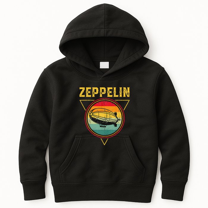 Retro Zeppelin Funny Dirigible Blimp Airship 70s 80s Kids Hoodie