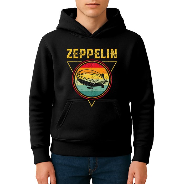 Retro Zeppelin Funny Dirigible Blimp Airship 70s 80s Kids Hoodie