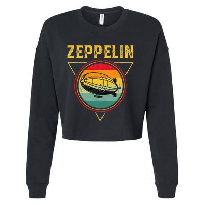 Retro Zeppelin Funny Dirigible Blimp Airship 70s 80s  Cropped Pullover Crew