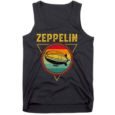 Retro Zeppelin Funny Dirigible Blimp Airship 70s 80s Tank Top