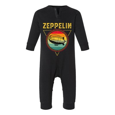 Retro Zeppelin Funny Dirigible Blimp Airship 70s 80s Infant Fleece One Piece