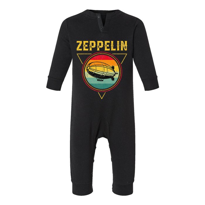 Retro Zeppelin Funny Dirigible Blimp Airship 70s 80s Infant Fleece One Piece