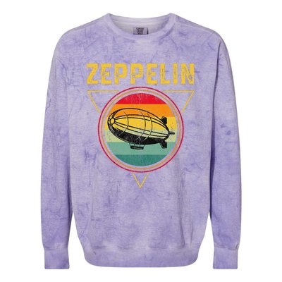 Retro Zeppelin Funny Dirigible Blimp Airship 70s 80s Colorblast Crewneck Sweatshirt