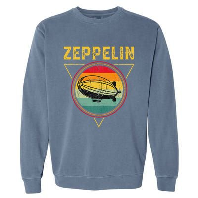 Retro Zeppelin Funny Dirigible Blimp Airship 70s 80s Garment-Dyed Sweatshirt