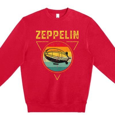 Retro Zeppelin Funny Dirigible Blimp Airship 70s 80s Premium Crewneck Sweatshirt