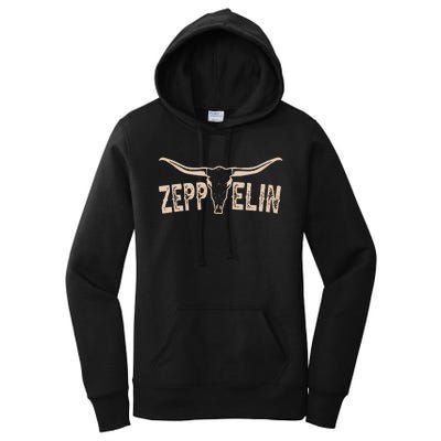 Retro Zeppelin First Name Pride Vintage Apparel Bull Skull Women's Pullover Hoodie