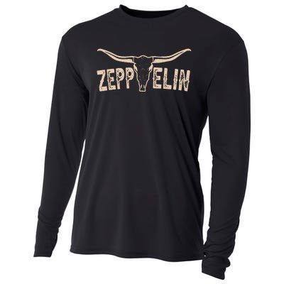 Retro Zeppelin First Name Pride Vintage Apparel Bull Skull Cooling Performance Long Sleeve Crew