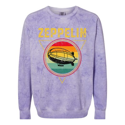 Retro Zeppelin Funny Dirigible Blimp Airship 70s 80s Colorblast Crewneck Sweatshirt