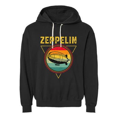 Retro Zeppelin Funny Dirigible Blimp Airship 70s 80s Garment-Dyed Fleece Hoodie