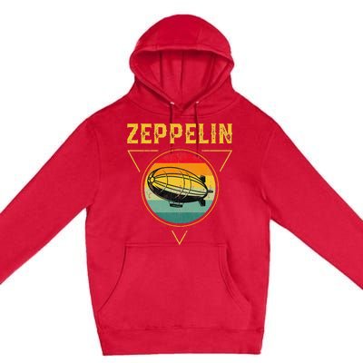 Retro Zeppelin Funny Dirigible Blimp Airship 70s 80s Premium Pullover Hoodie