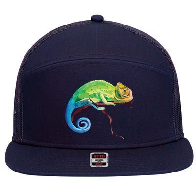 Reptile Zoo Keeper Gift Idea Lizard Safari Chameleon 7 Panel Mesh Trucker Snapback Hat
