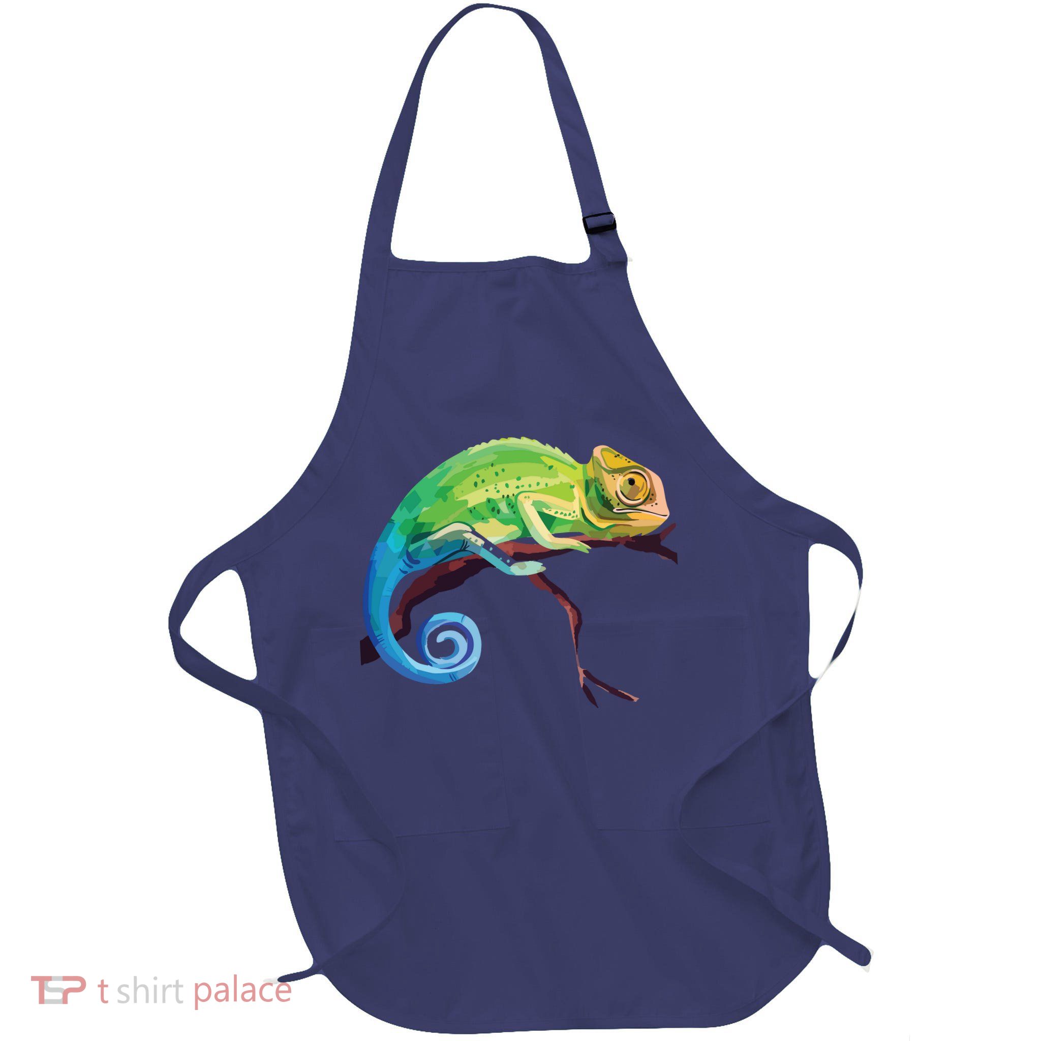 Reptile Zoo Keeper Gift Idea Lizard Safari Chameleon Full-Length Apron With Pockets