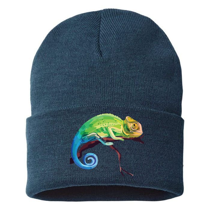 Reptile Zoo Keeper Gift Idea Lizard Safari Chameleon Sustainable Knit Beanie