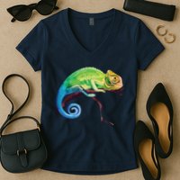 Reptile Zoo Keeper Gift Idea Lizard Safari Chameleon Women's V-Neck T-Shirt