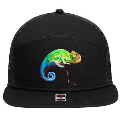 Reptile Zoo Keeper Idea Lizard Safari Chameleon 7 Panel Mesh Trucker Snapback Hat