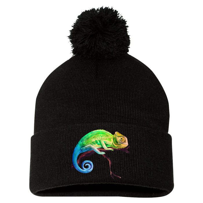 Reptile Zoo Keeper Idea Lizard Safari Chameleon Pom Pom 12in Knit Beanie