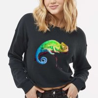 Reptile Zoo Keeper Idea Lizard Safari Chameleon Cropped Pullover Crew