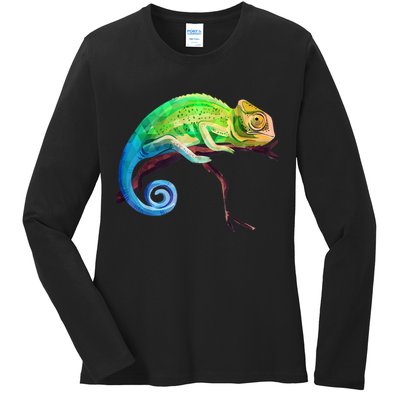 Reptile Zoo Keeper Idea Lizard Safari Chameleon Ladies Long Sleeve Shirt