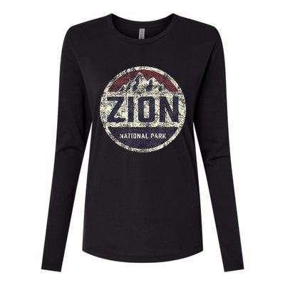 Retro Zion National Park Utah Mountain Hiking Womens Cotton Relaxed Long Sleeve T-Shirt