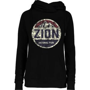 Retro Zion National Park Utah Mountain Hiking Womens Funnel Neck Pullover Hood