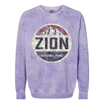 Retro Zion National Park Utah Mountain Hiking Colorblast Crewneck Sweatshirt