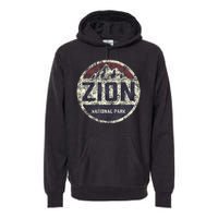 Retro Zion National Park Utah Mountain Hiking Premium Hoodie