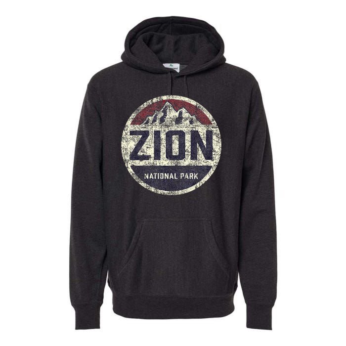 Retro Zion National Park Utah Mountain Hiking Premium Hoodie