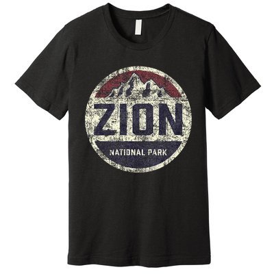 Retro Zion National Park Utah Mountain Hiking Premium T-Shirt