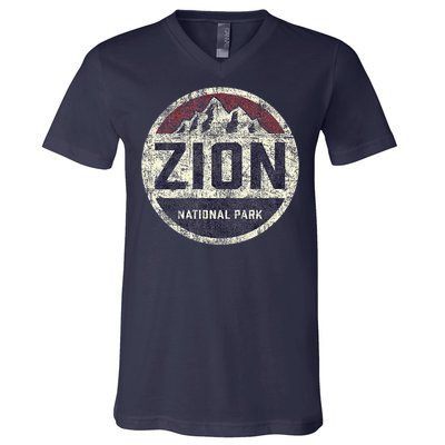 Retro Zion National Park Utah Mountain Hiking V-Neck T-Shirt