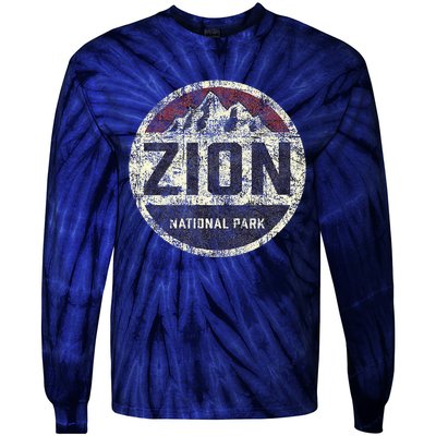 Retro Zion National Park Utah Mountain Hiking Tie-Dye Long Sleeve Shirt