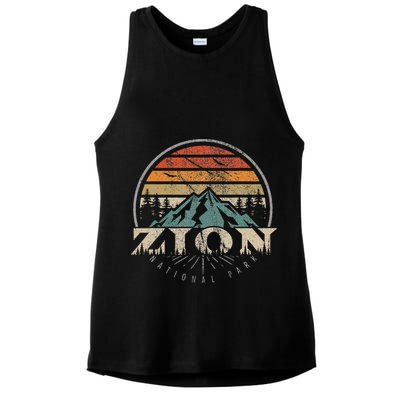 Retro Zion National Park Us Vintage Zion Ladies PosiCharge Tri-Blend Wicking Tank