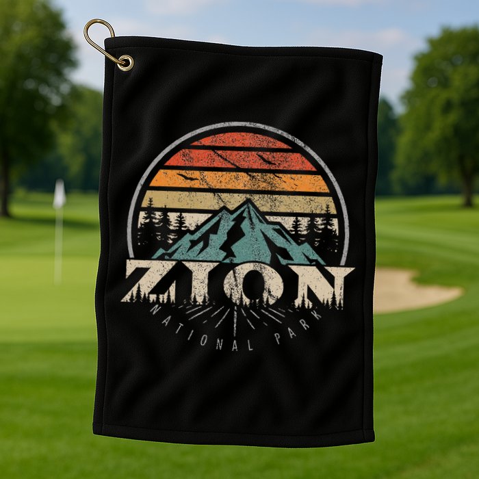 Retro Zion National Park Us Vintage Zion Golf Towel