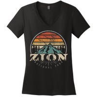 Retro Zion National Park Us Vintage Zion Women's V-Neck T-Shirt