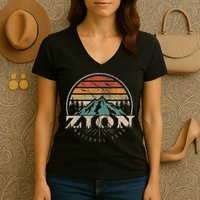 Retro Zion National Park Us Vintage Zion Women's V-Neck T-Shirt