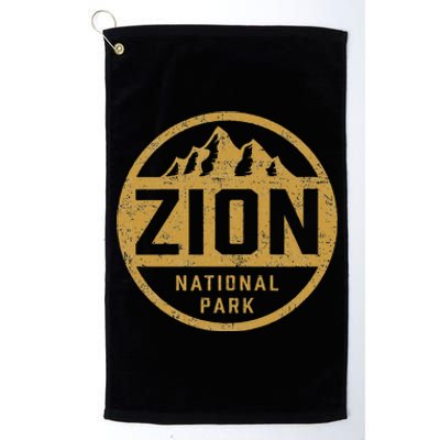 Retro Zion National Park Utah Mountain Hiking Platinum Collection Golf Towel