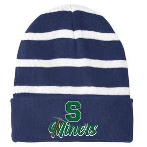 S Minors Sport Team Logo Striped Beanie with Solid Band