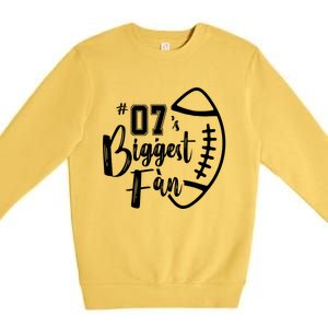 Seven 07 Biggest Fan Gift Football Mom Dad Sister Brother Gift Premium Crewneck Sweatshirt