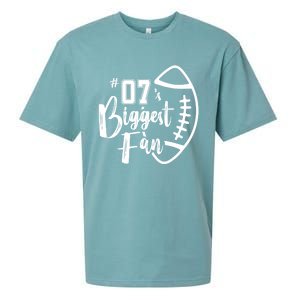 Seven 07 Biggest Fan Gift Football Mom Dad Sister Brother Gift Sueded Cloud Jersey T-Shirt