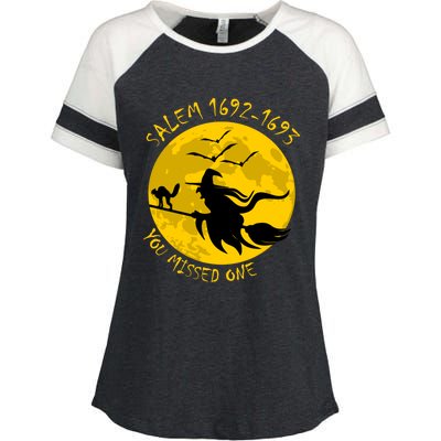 Salem 1692 1693 You Missed One Witch Riding Broom Great Gift Enza Ladies Jersey Colorblock Tee