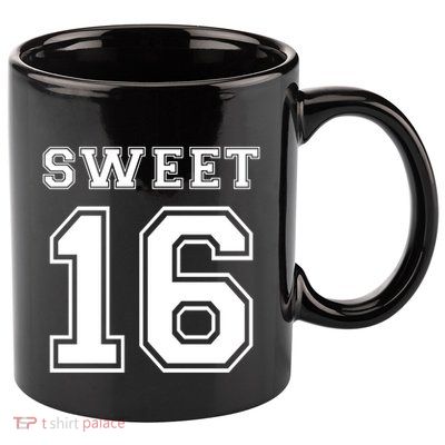 Sweet 16 Birthday Party N Football Jersey Graphic Gift 11oz C Handle Ceramic Mug