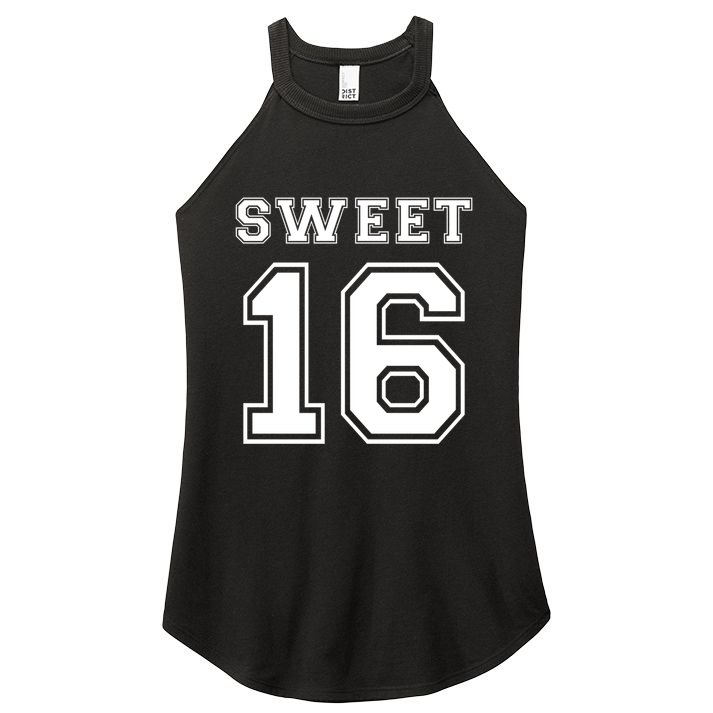 Sweet 16 Birthday Party N Football Jersey Graphic Gift Women's Perfect Tri Rocker Tank
