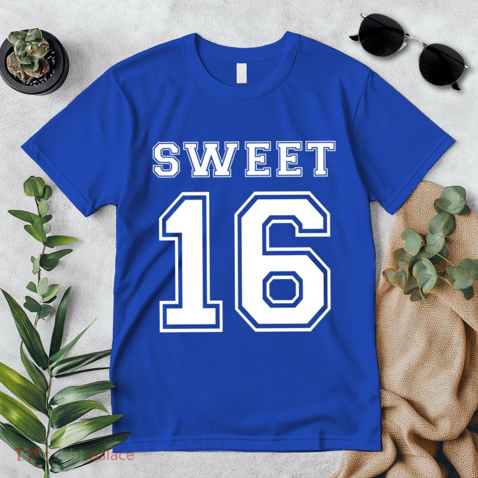 Sweet 16 Birthday Party N Football Jersey Graphic Gift Premium T-Shirt