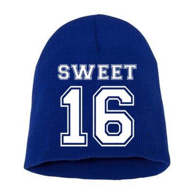 Sweet 16 Birthday Party N Football Jersey Graphic Gift Short Acrylic Beanie