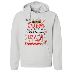 September 1972 Birthday This Queen Was Born In September Cute Gift Performance Fleece Hoodie